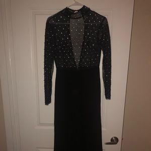 Black Jumper with Mesh Top and Rhinestone